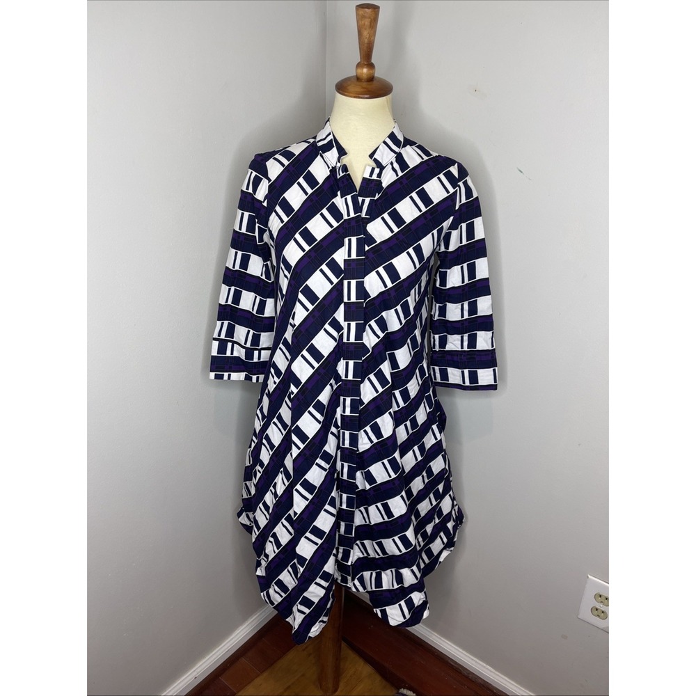 Zuri Kenya Black‎ White Purple Plaid Dress 2XS XXS